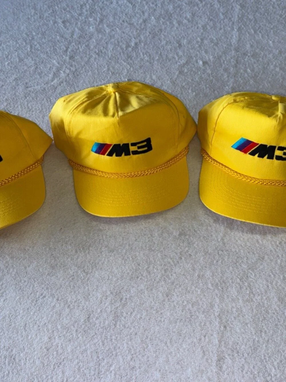 Vintage 90s BMW M3 Motorsport Yellow Rope Hat NOS